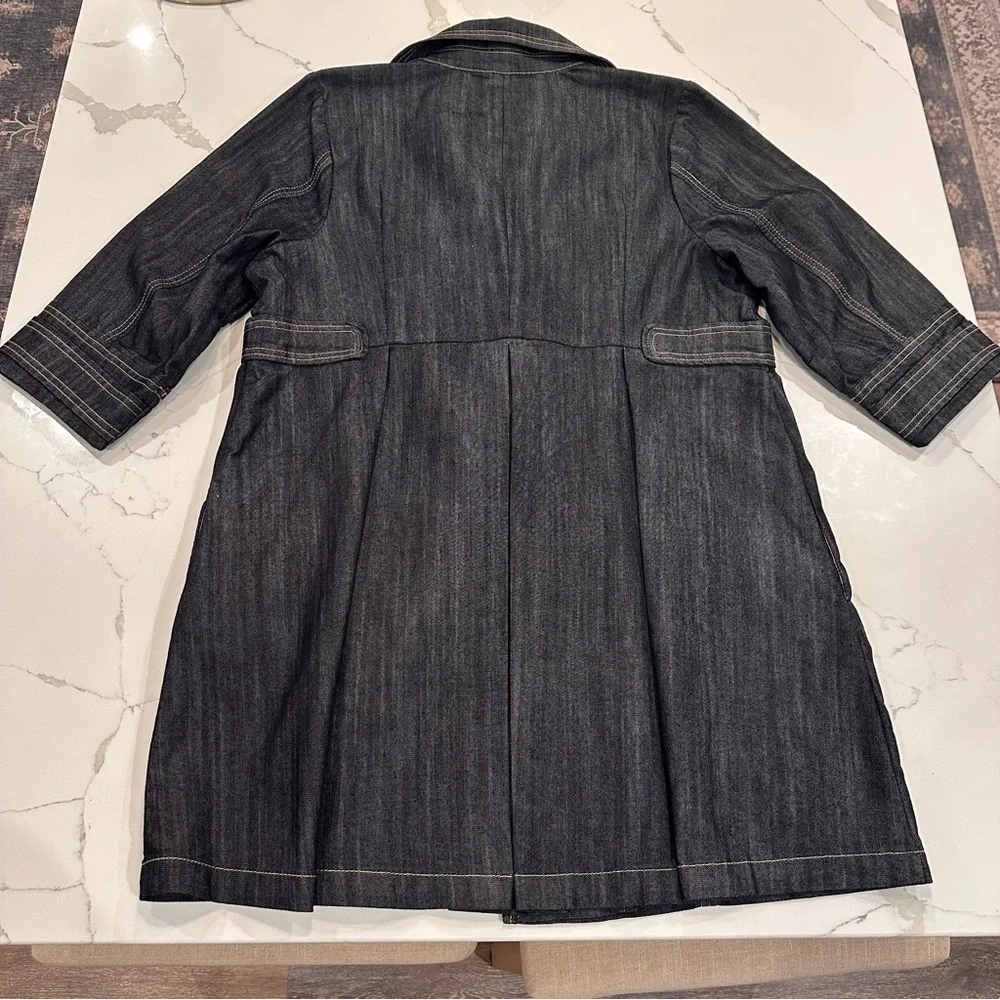 Vintage 90s Y2K L.A. Blues Denim Dark Wash Jean Jacket Women 16W Trench Pea Coat